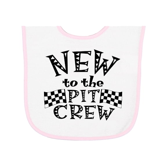 Inktastic New to the Pit Crew Racing Flags Baby Terry Cloth Bib