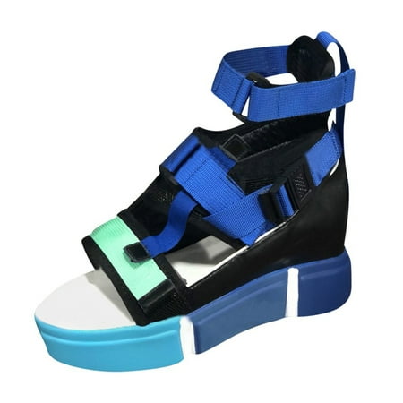 

Womens Open Toe Platform Casual Shoes Wedge Colorblock Ankel Strap Sandals womens sandles women flat sandals womens sandles