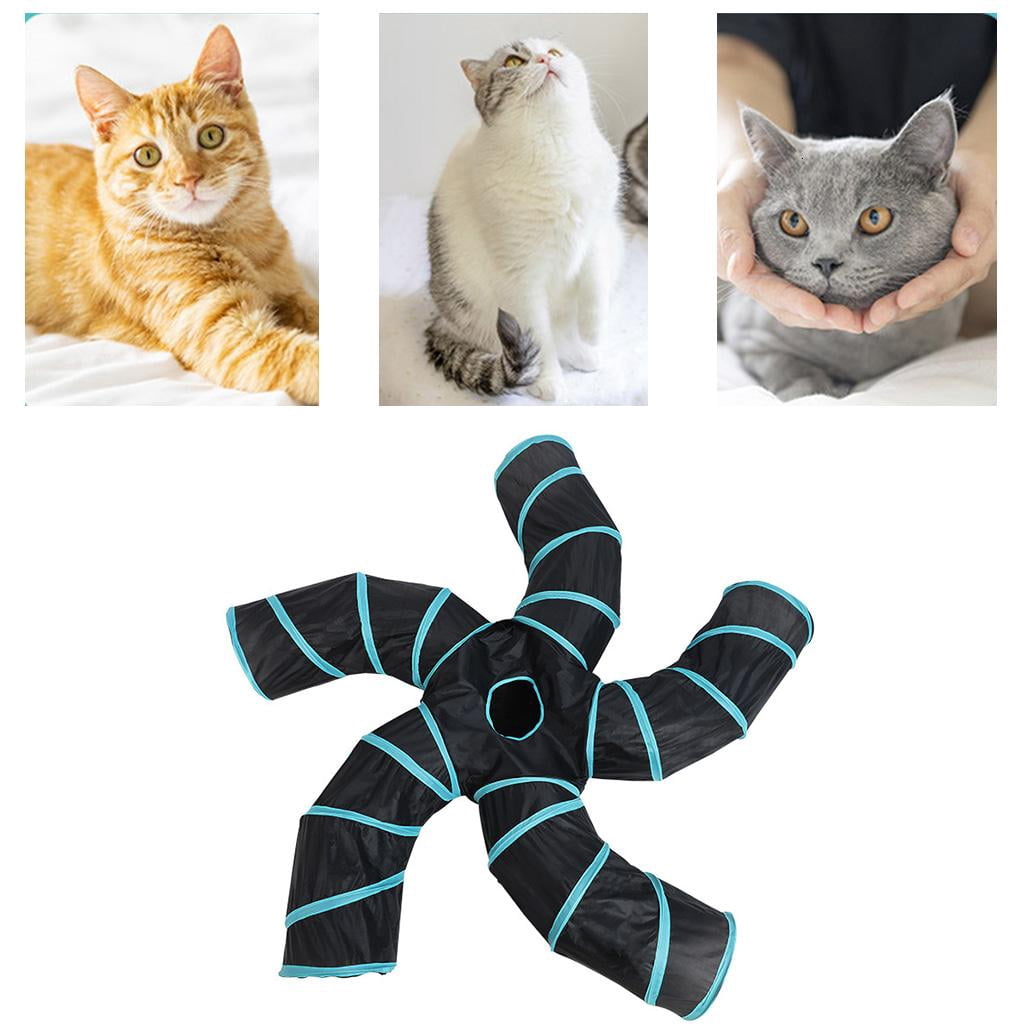 Collapsible Tunnel Tube Pet Toys 5-Way Cats for Play Tunnel Large Durable Hideaway for Ferret Rat Sugar Glider Rabbit