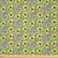 thumbnail image 2 of Ambesonne Garden Fabric by the Yard Microfiber, Meadow Inspired Spring, 10 Yards, Indigo Yellow Taupe, 2 of 2