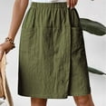 thumbnail image 4 of Sakmal Bermuda Women's Shorts Wide Leg High Waisted Green Comfy Solid Shorts for Women with Pockets, 4 of 9