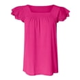 thumbnail image 2 of Gibobby Camisetas Mujer Manga Corta Ropa de mujer Europa y los Estados Unidos Nuevas damas Casual Cuello cuadrado Encaje Manga corta Nuevo vestido de v(Rosa,M), 2 of 5