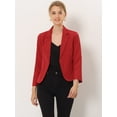 thumbnail image 3 of DARING DIVA Women's Notched Lapel Work Crop Blazer 3XL Red-Solid, 3 of 6