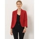 thumbnail image 3 of Chaqueta abierta de la chaqueta del traje de la cosecha del trabajo de la oficina del frente de las mujeres Rojo Sólido S, 3 of 5