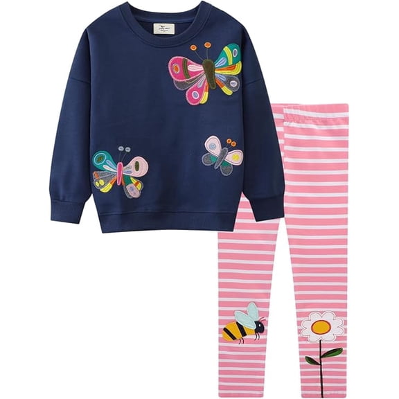 Girls Outfits Clothes Set Cotton jumper Tops Leggings Pants Dancer 2 Piece Clothing Set Age 1-2T