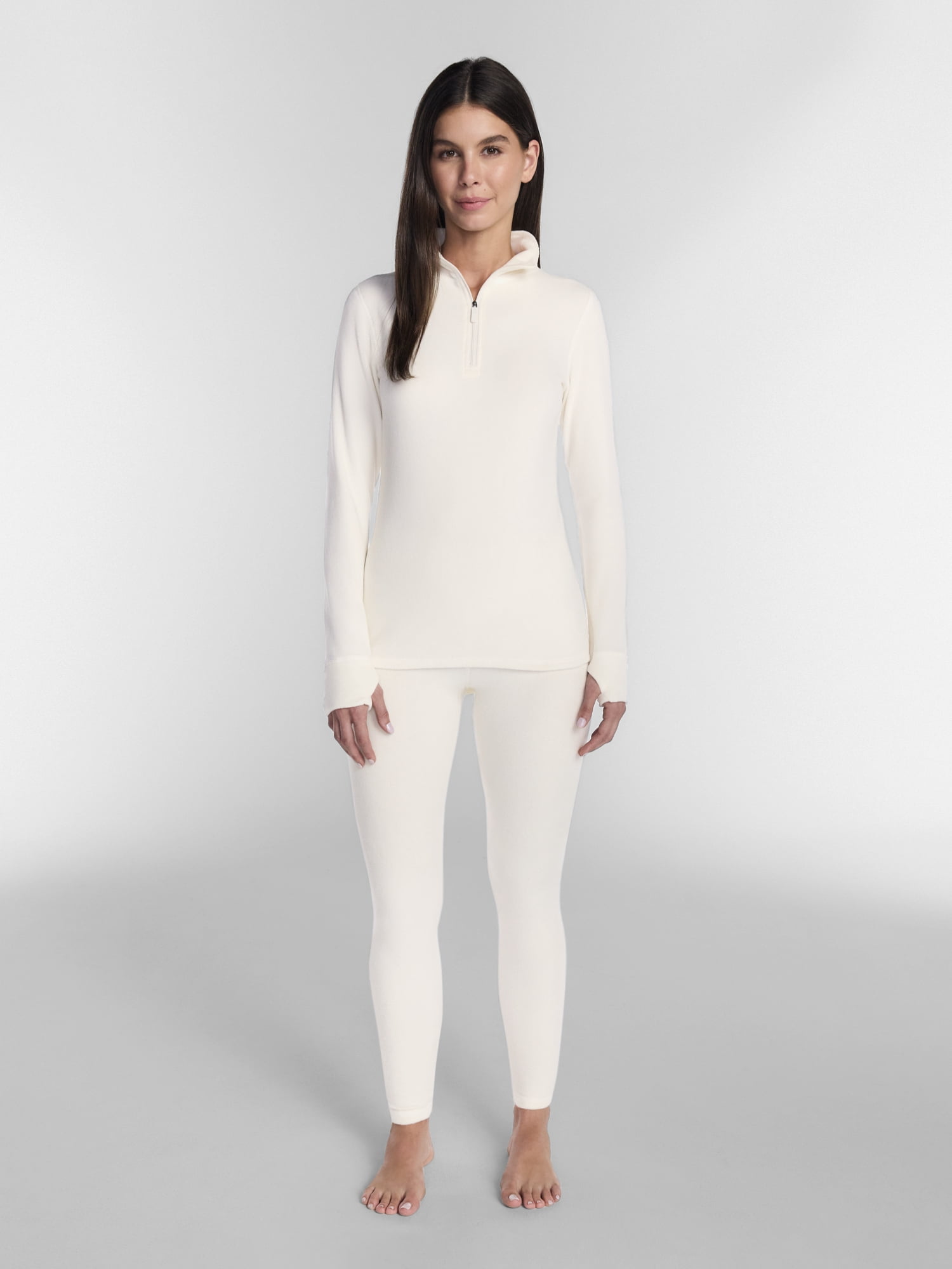 ClimateRight by Cuddl Duds Women's Mild Stretch Fleece Long Sleeve Mock with Half Zip Thermal Base Layer Thermal Top, Sizes XS to 4X