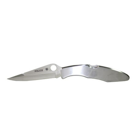 Spyderco Police Stainless Steel Folding Pocket Knife, Plain Edge Blade -