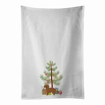 Carolines Treasures CK3486WTKT 28 x 19 in. Unisex Small Greek Domestic Dog Kokoni Christmas Tree White Dish Towels Kitchen Towel - Set of 2