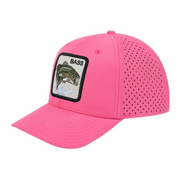 Unisex Embroidered The Bass, 6-Panel Microfiber Laser hole Trucker Hat, Pink/Pink, Adjustable Fit