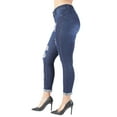 thumbnail image 3 of Fashion2Love Women's Juniors Butt Lift Push Up Mid Waist Ripped Distressed Skinny Jeans, 3 of 9
