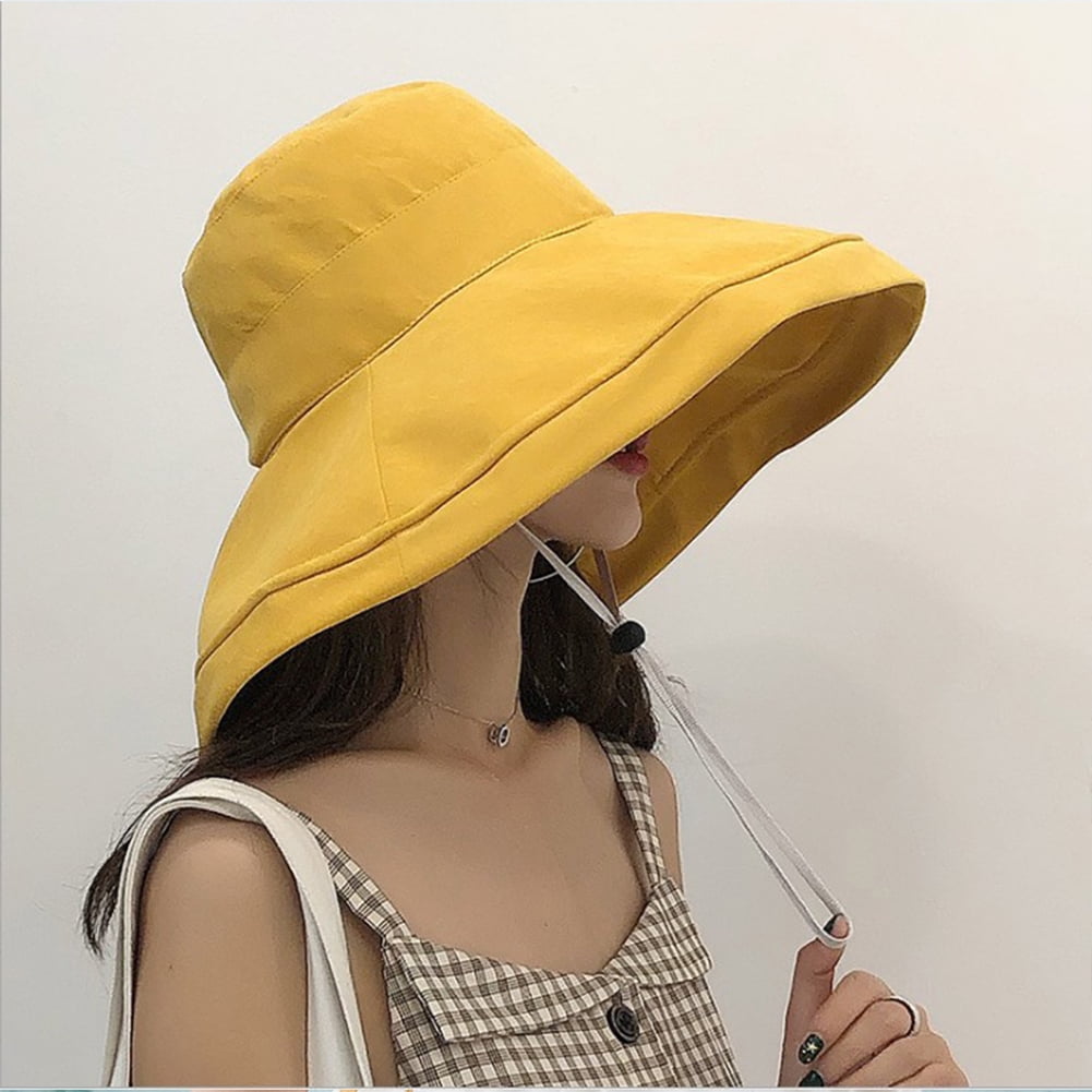 V.I.P. Women Casual Solid Color Wide Brim Bucket Hat Fisherman Cap