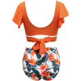 thumbnail image 2 of SWSMCLT Women's Swimsuit 2 Piece Swimming Short Sleeve Sexy Bathing Suit Cheeky Beach Summer Ruffled Bikini Orange Medium, 2 of 4