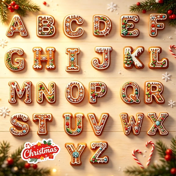 Gingerbread Letter Acrylic Flat Ornaments, Custom Alphabet Christmas Decorations, Holiday Tree Hanging Tags for Indoor and Outdoor, Personalized Name Display for Winter Parties and Family Gatherings