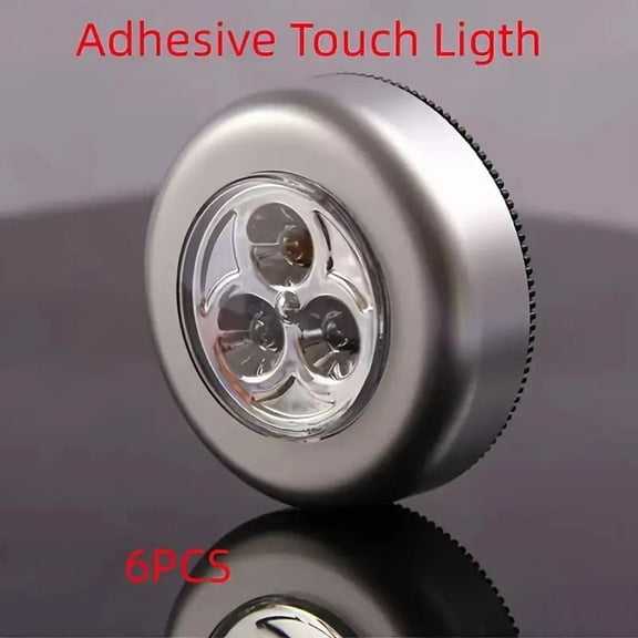 BYXAS Push Tap Light, 2.8” Mini Night Touch LED Puck Lamp, Portable Under Cabinet Lighting AAA Battery Operated Powered, DIY Stick On Lights for Closet, Counter, Kitchen, Cool White, 6 Pack
