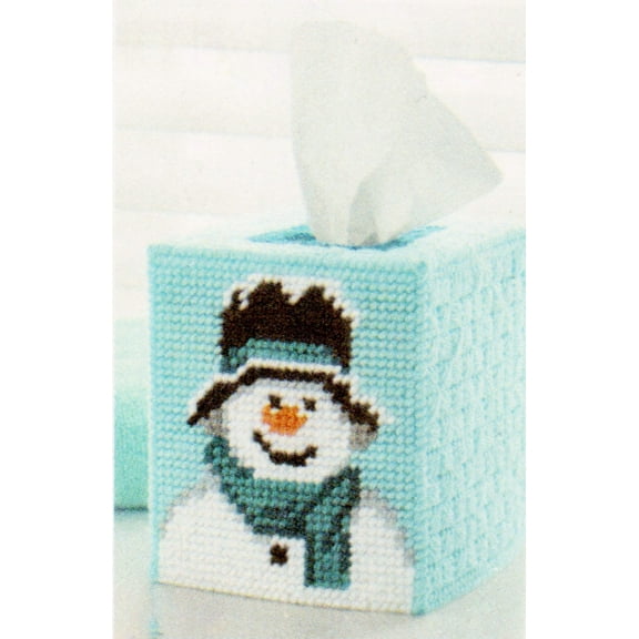 Mary Maxim Plastic Canvas Tissue Box Kit 5"-Top Hat Snowman (7 Count)