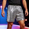 thumbnail image 2 of XIAONU Sequin Grid Shorts for Men Elastic Waist Side Pockets Casual Shorts, 2 of 4
