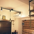 thumbnail image 5 of KAYYELAMP Retro Design Track Lighting Fixture Walnut E26 Base Black Metal Hollow Cage Shade 3.2Ft Adjusted Cord H-Type Track Lamp for Kitchen Bar Counter(No Bulb, Track), 5 of 7