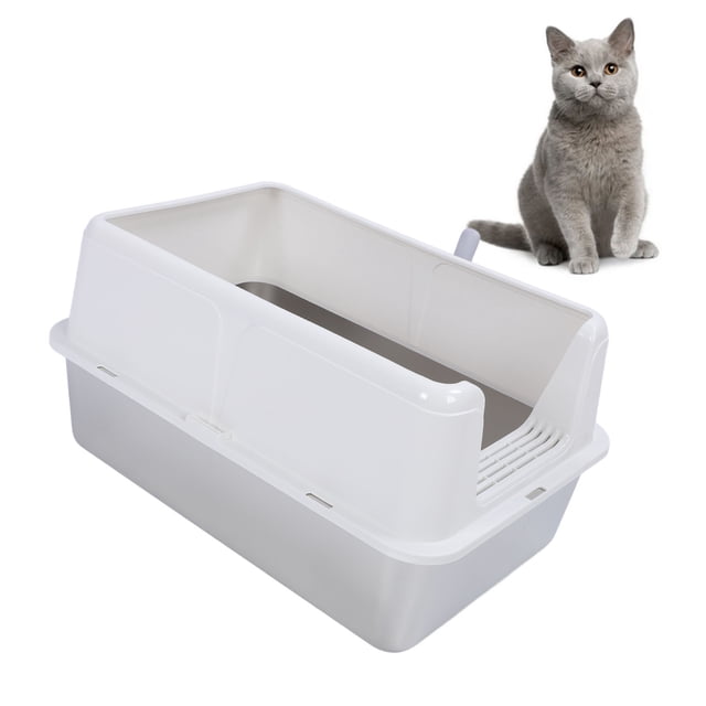 Caja De Alanza De Gato De Acero Inoxidable Premium Delantero Liso, A Prueba De Fugas, Entrada Cómoda, Mantiene Al área De Alanza Sanitaria