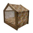 thumbnail image 2 of Autumn Pet House, Fall Season Colors with Flowers and Leaves Hand Drawn Doodle Nature Illustration, Outdoor & Indoor Portable Dog Kennel with Pillow and Cover, 5 Sizes, Multicolor, by Ambesonne, 2 of 5