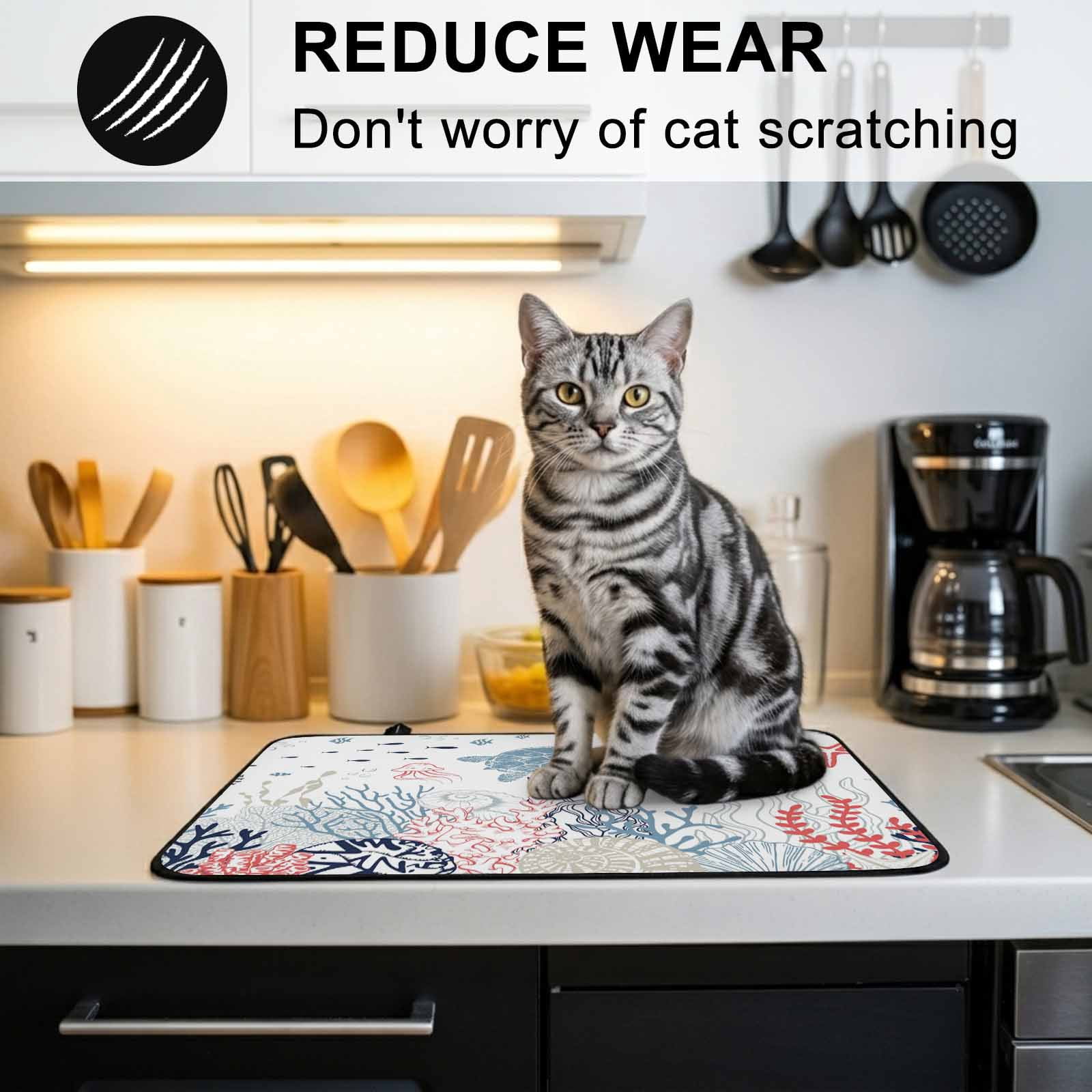 Navy Blue Coastal Stove Top Cover for Electric Stove, Heat-proof & Non Slip Glass Top Stove Cover Protector, Coral Turtle Starfish Jellyfish Kitchen Flat Cooktop Rubber Mat 31x24 Inches