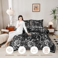 thumbnail image 3 of Manfei Pretty Rose Twin Comforter Sets,Vintage Buck Print Bedding Set,Dark Gray,Black Reversible,2pcs,1 Comforter and 1 Pillowcase, 3 of 7