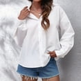 thumbnail image 5 of Cathalem Femmes Surdimensionné Shirts Léger Col Rond Décontracté Tunic Tops, Blanc m, 5 of 5