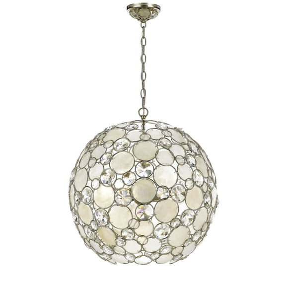 Crystorama Palla 6 Light Antique Silver Sphere Chandelier - 22'' W x 22'' H
