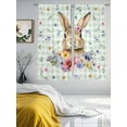 thumbnail image 3 of Bunny Easter Sheer Curtains 72 Inch Length 2 Panels Set Window Treatments, Green Plaid Spring Floral Pastoral Rod Pocket Semi Curtains for Living Room/Bedroom/Kitchen Décor, 104"W x 72"L, 3 of 7