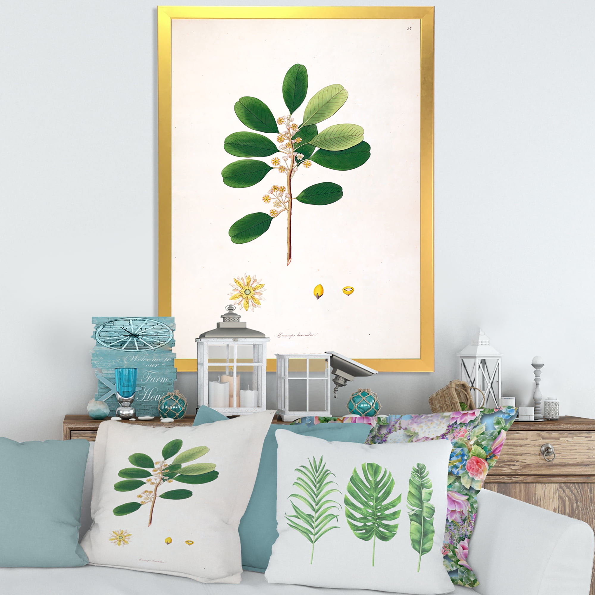 Designart 'Ancient London Plants IX' Farmhouse Framed Art Print