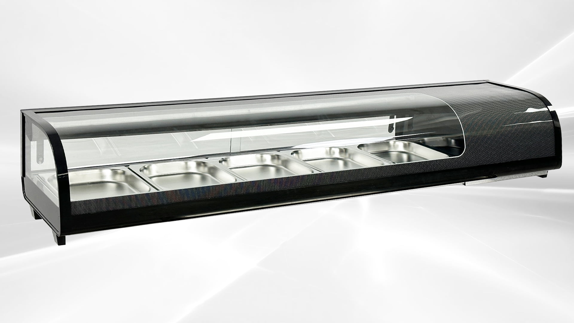 Cooler Depot 71 In. Refrigerated Sushi bar Display Cooler Case Countertop, 6 Pan Commercial Refrigerator, LED Lighting CS132, Black