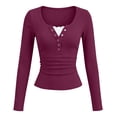 thumbnail image 2 of Zormilly Long Sleeve Shirts for Women Ribbed Knit Crew Neck Slim Fitted Fall Outfits 2026 Fashion Ruched Basic Tees, S-2XL, 2 of 8