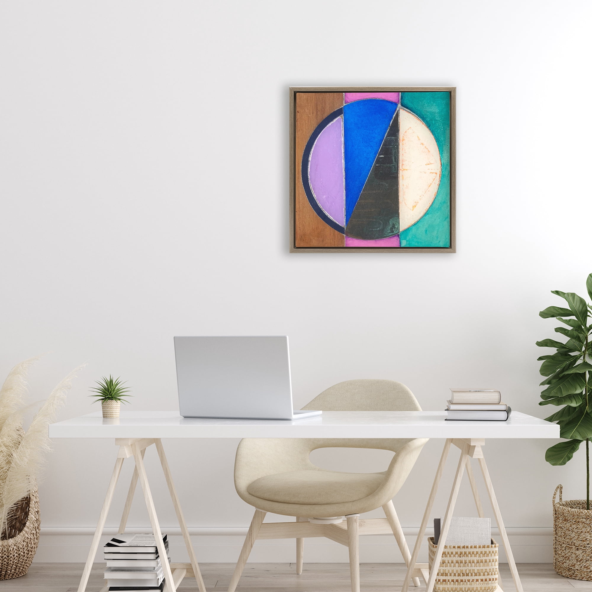 Stupell Industries Split Symmetry Circle Brown Framed Floater Canvas Wall Art, design by Matthew Finger