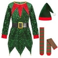 thumbnail image 4 of Elf Kids Outfit Long Sleeve Dress Hat Belt and 1 Pair of Socks Set Kids Boy Christmas Outfit Party Outfit 9-11 Years, 4 of 7