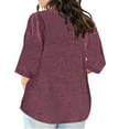 thumbnail image 6 of Meichang Womens Plus Size Tops 3/4 Sleeve T Shirts Summer Notch V Neck T-Shirts Loose Fit Casual Dressy Blouse Basic Tees Tunic Top, 6 of 6