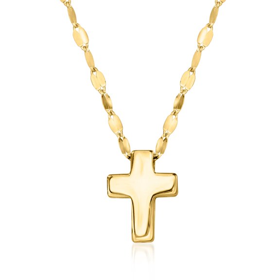 Pure Collection by Ross-Simons Italian 14kt Yellow Gold Cross Lumachina-Chain Necklace, Women's, Adult