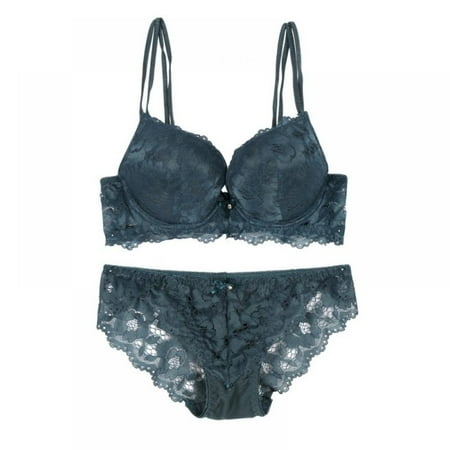 

Hazel Tech Lace Embroidery Breathable Padded Push Up Bra Sets Women Comfortable Bra + Underwear