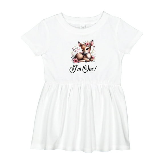 Inktastic 1st Birthday Cottagecore Baby Girl Deer Girls Baby Dress