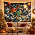 thumbnail image 3 of Mythical Dragon Over Turbulent Waves, Mystical Fantasy Decor for Dragon Lovers, Japanese Wall Art Housewarming Gift Tapestry Wall Hanging for Living Room and Bedroom, 3 of 7