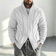 thumbnail image 2 of FOPSUFGWFO Cable Knit Cardigan for Men Solor Collar Loose Zipper Sweaters Long Sleeve V-Neck Tops for Fall Winter M, 2 of 6