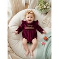 thumbnail image 5 of Cjfdfy Newborn Baby Girl Christmas Outfit Letter Print Crew Neck Long Sleeve Romper and Sequined Bow Headband 2 Pcs Set Infant Girl Merry Christmas Velvet Romper 0-18M, 5 of 9
