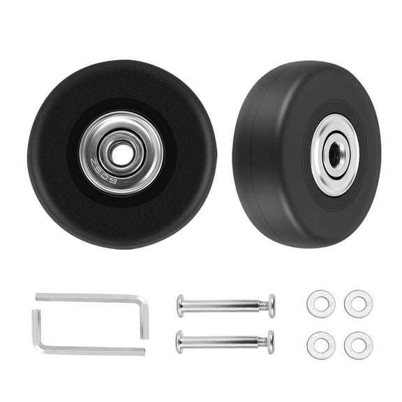 2 Sets of Luggage Suitcase Replacement Wheels Axles Deluxe Repair Tool OD 50mm,2 sets of Luggage Suitcase Replacement Wheels (2 Wheels, 2 Axles,2 Axles screws,4 bearings,4 Washers, 2 Wrenches),Black