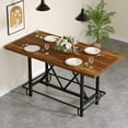 thumbnail image 6 of Tribesigns Dining Table for 6 People, Industrial Rectangular Kitchen Table with Metal Footrest for Dining Room (Rustic Brown), 6 of 17