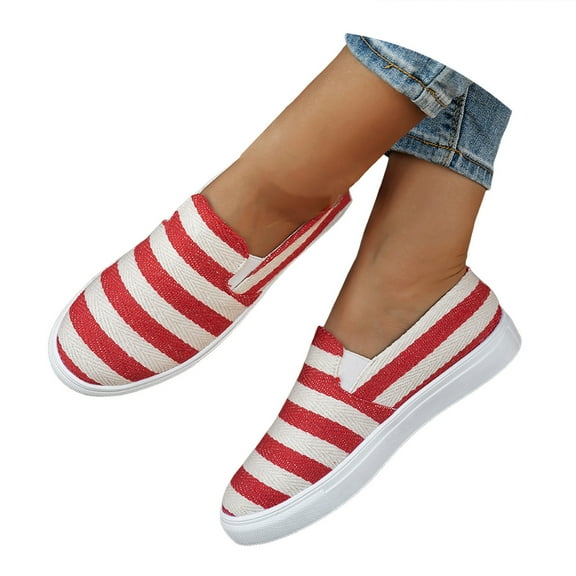 Chenyee Women's Slip on Canvas Sneakers Comfortable Flat Dress Shoes Low Top Fashion Color Blocking Loafers