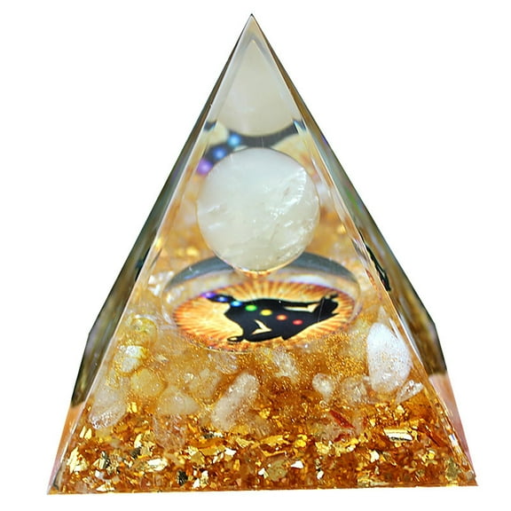 1 pc Orgonite Pyramid Resin Energy Generators Reiki Natural Yellow Quartz Chips Inside for Home Office Desk Decoration 60mm