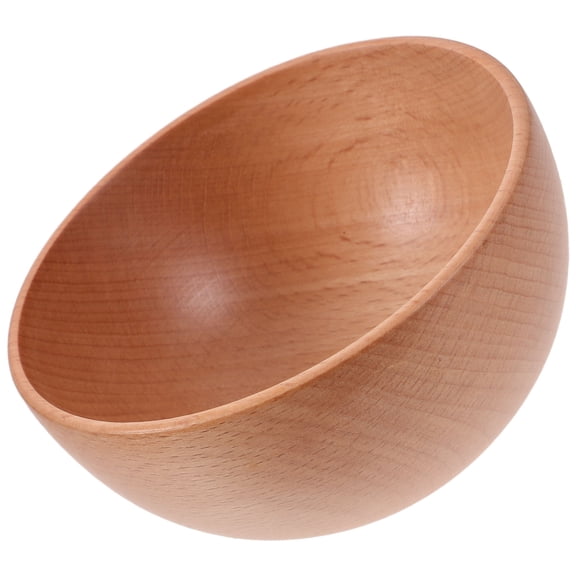 Luxshiny Large Light Brown Beech Wood Serving Bowl for Salad and Household Use - 1 Set