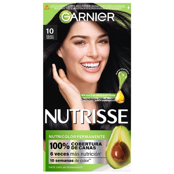 Tinte para cabello Garnier Nutrisse 10 ébano negro
