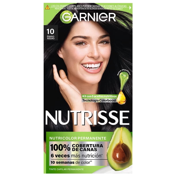 Tinte para cabello Garnier Nutrisse 10 ébano negro