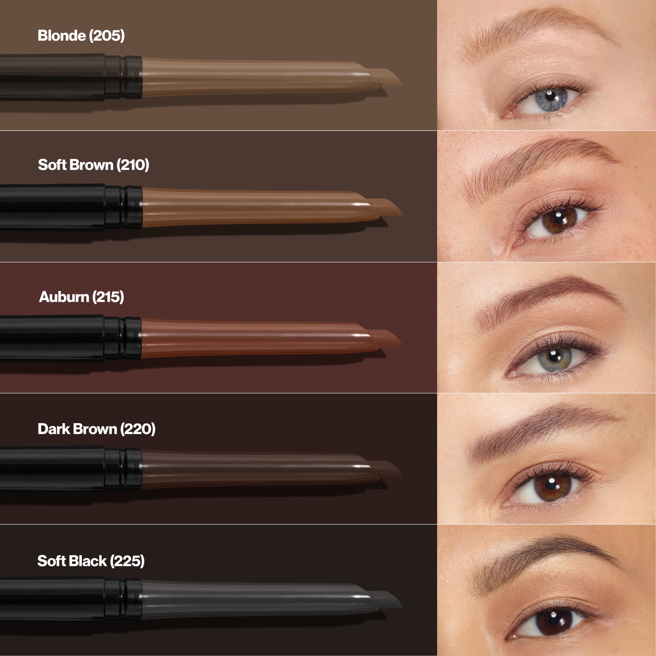 (4 pack) Revlon ColorStay Waterproof Eyebrow Pencil, Mechanical & Long Lasting, 225 Soft Black, 0.021 oz