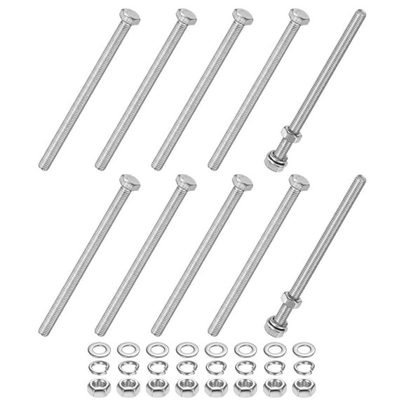 Uxcell 10-Pack Hex Head Screw Bolt with Nuts Flat & Lock Washers M5x80mm