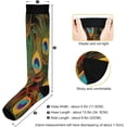 thumbnail image 3 of GZHJMY 1 Pair Peacock Feather Compression Socks for Women Men, Knee High Stocking for Running,Athletic,Medical, 3 of 7